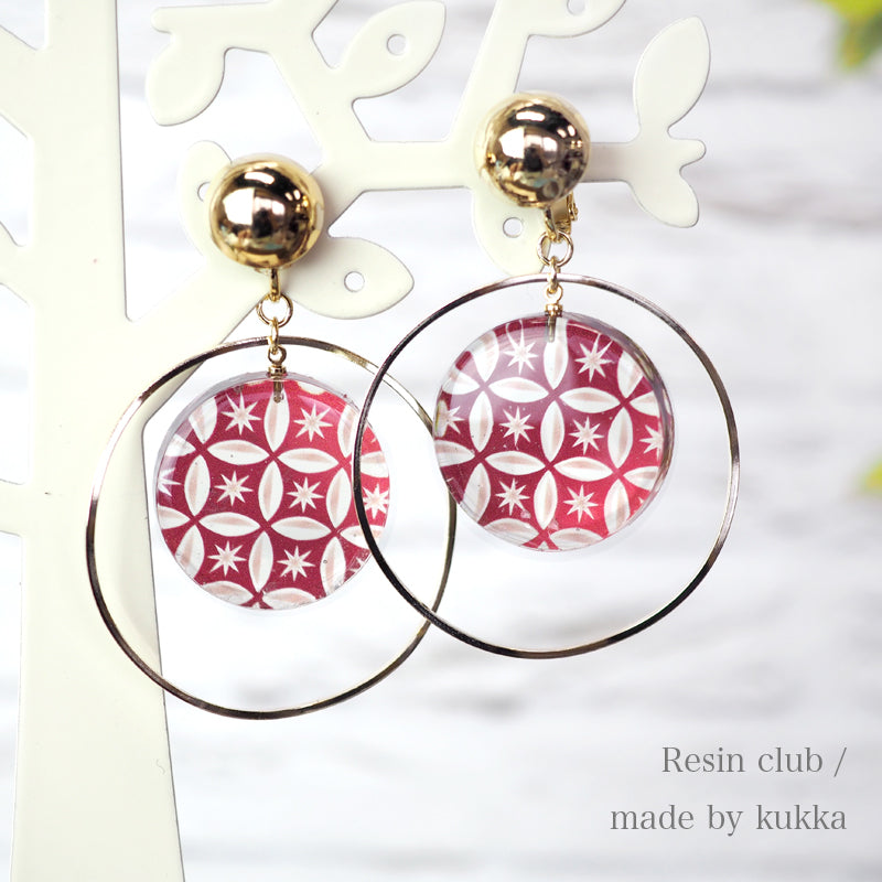 Resin Sticker [KIRIKO Japanese Pattern Red]